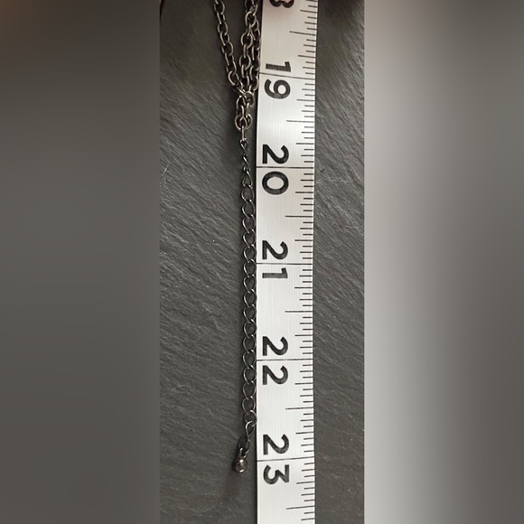 Black bead and chain layered necklace and earring set - Picture 5 of 5